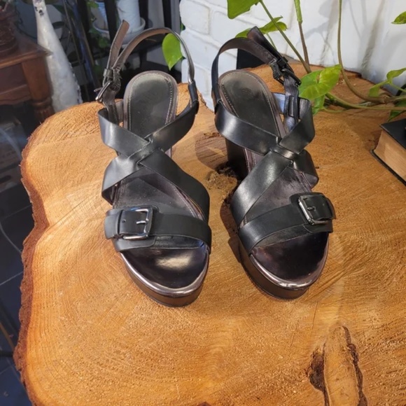 Marc Fisher Platform Sandals Silver shiny detail - Picture 9 of 12